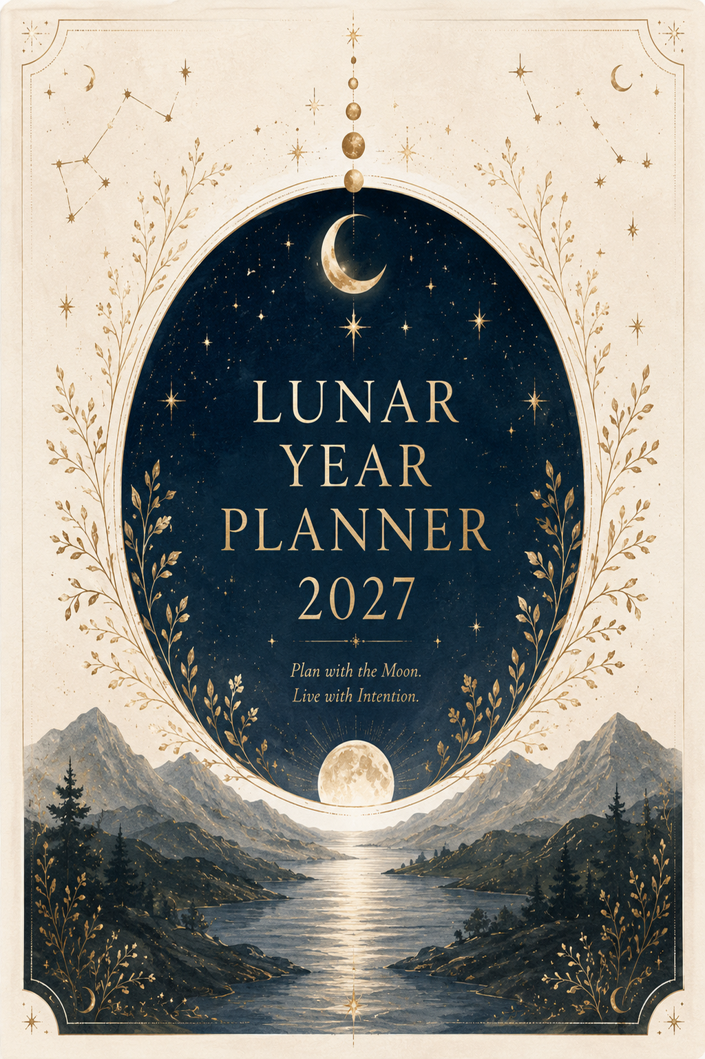 Auralyns 2027 lunar planner printable with moon phase calendar pages