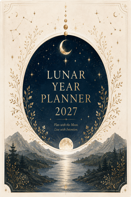 Auralyns 2027 lunar planner printable with moon phase calendar pages