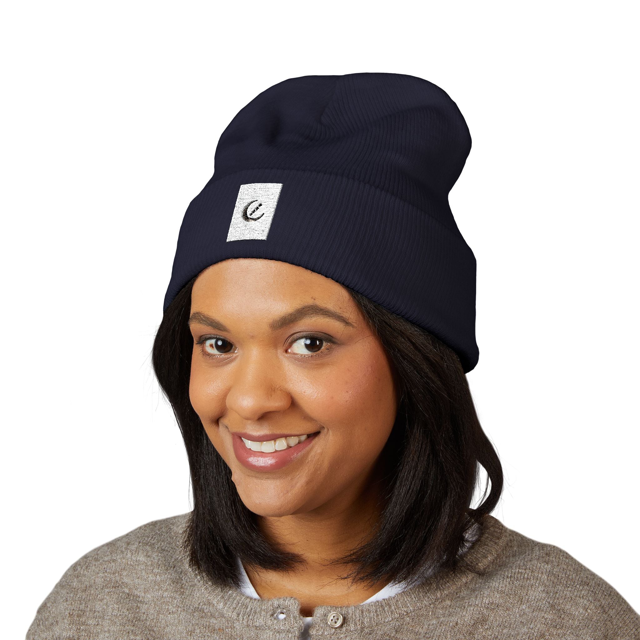 Moon Phase Embroidered Beanie — Celestial Crescent Moon Unisex Beanie