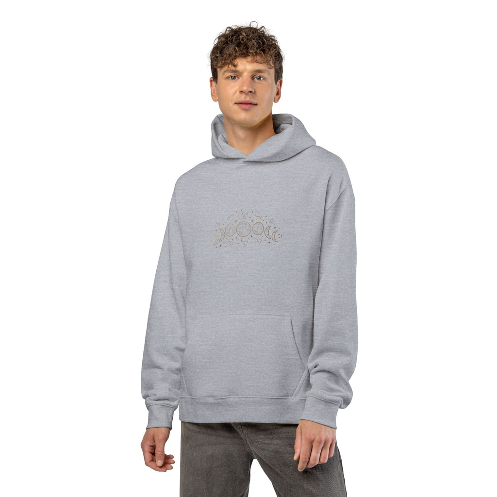 Moon Phase Hoodie — Celestial Gold Lunar Phases Relaxed Pullover