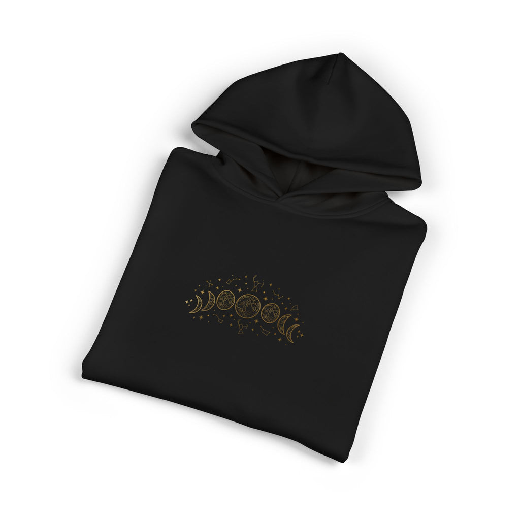 Moon Phase Hoodie — Celestial Gold Lunar Phases Relaxed Pullover