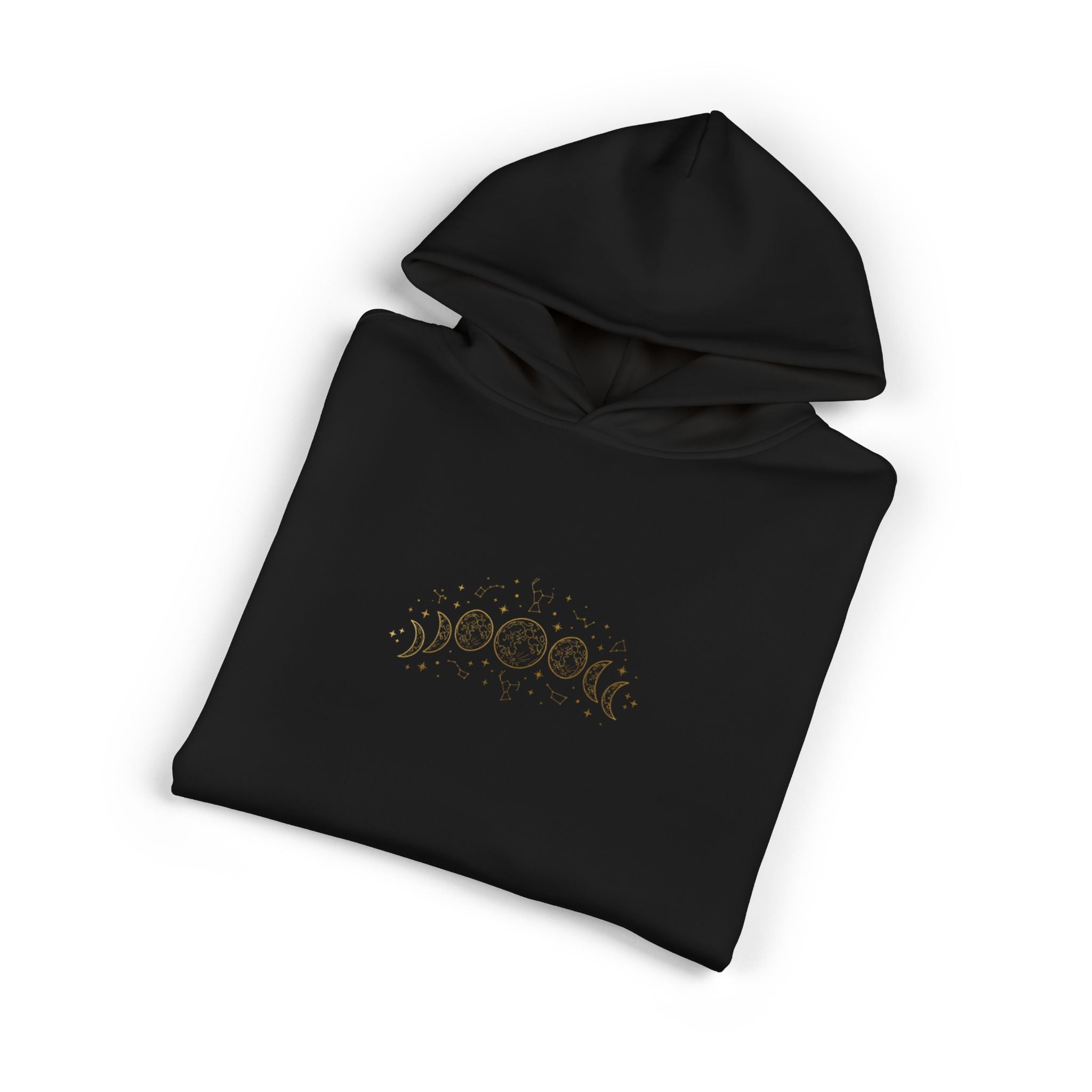 Moon Phase Hoodie — Celestial Gold Lunar Phases Relaxed Pullover