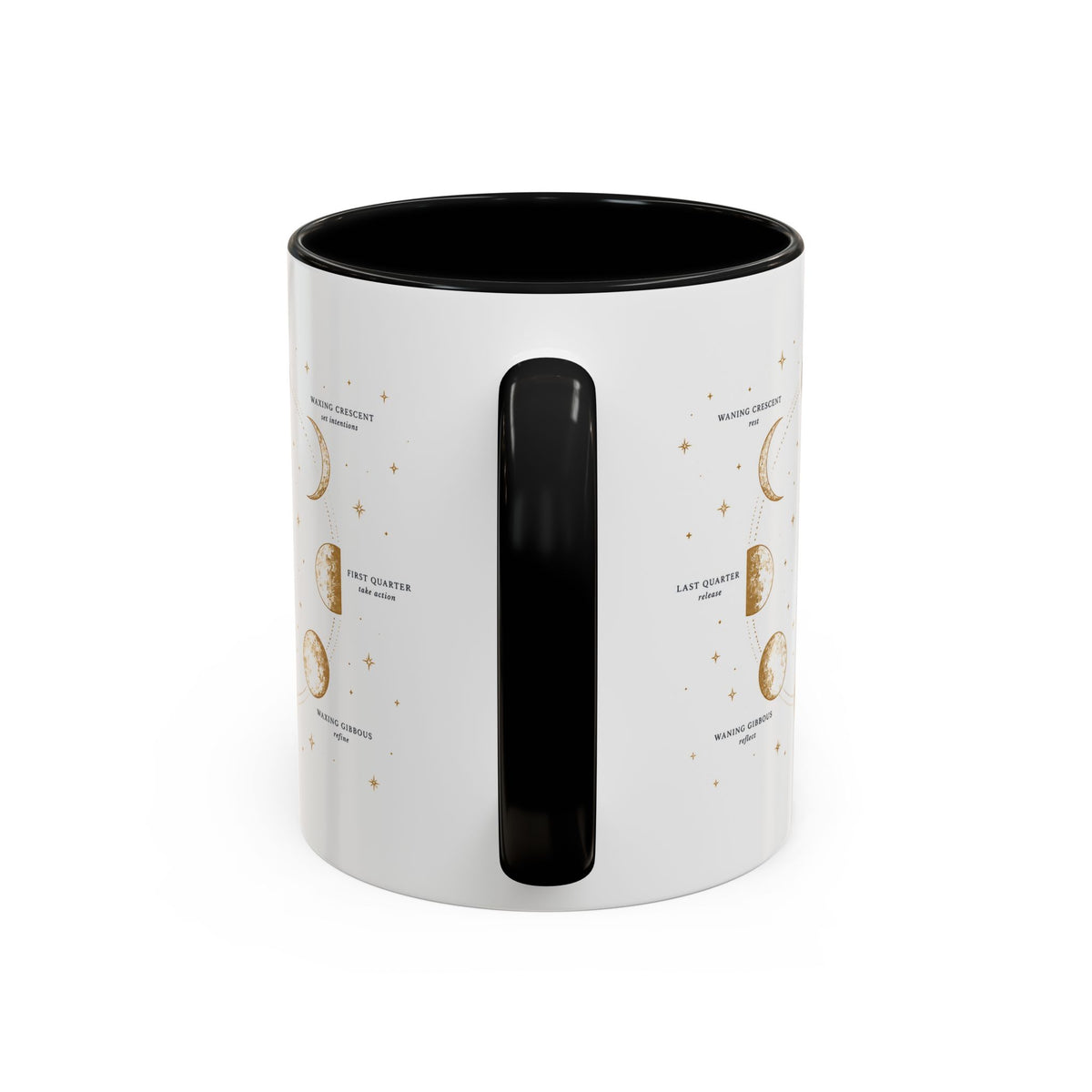 Moon phase accent mug printed with the Be in Tune with the Moon lunar cycle design (image 6 of 18)