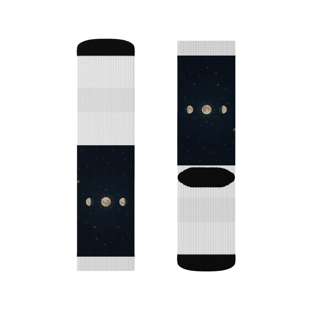 Moon Phase Celestial Socks — Lunar Phases Unisex Crew Socks