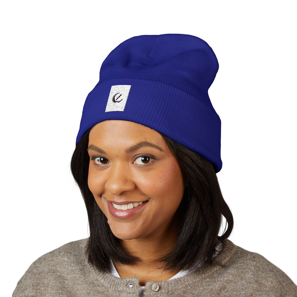 Moon Phase Embroidered Beanie — Celestial Crescent Moon Unisex Beanie