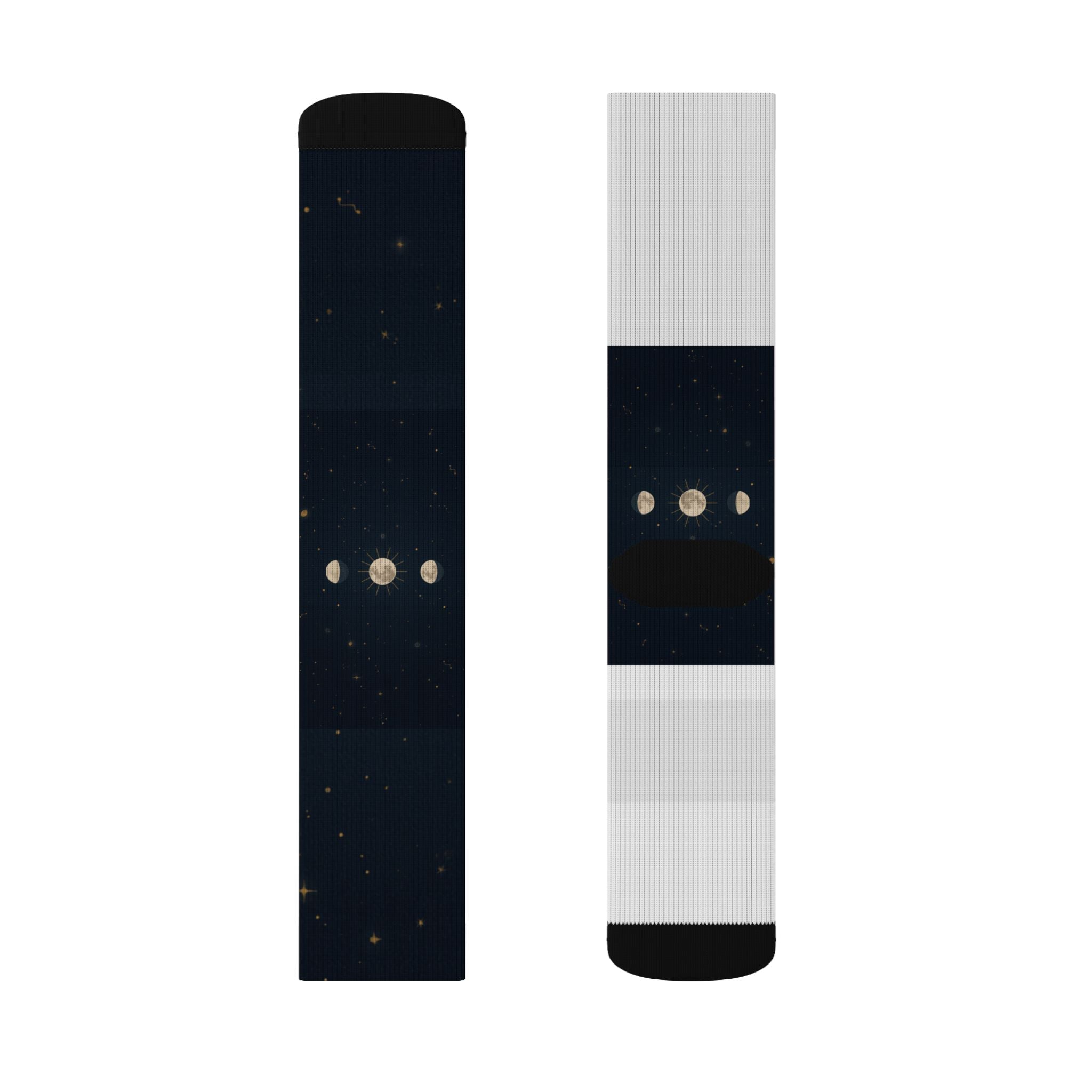 Moon Phase Celestial Socks — Lunar Phases Unisex Crew Socks