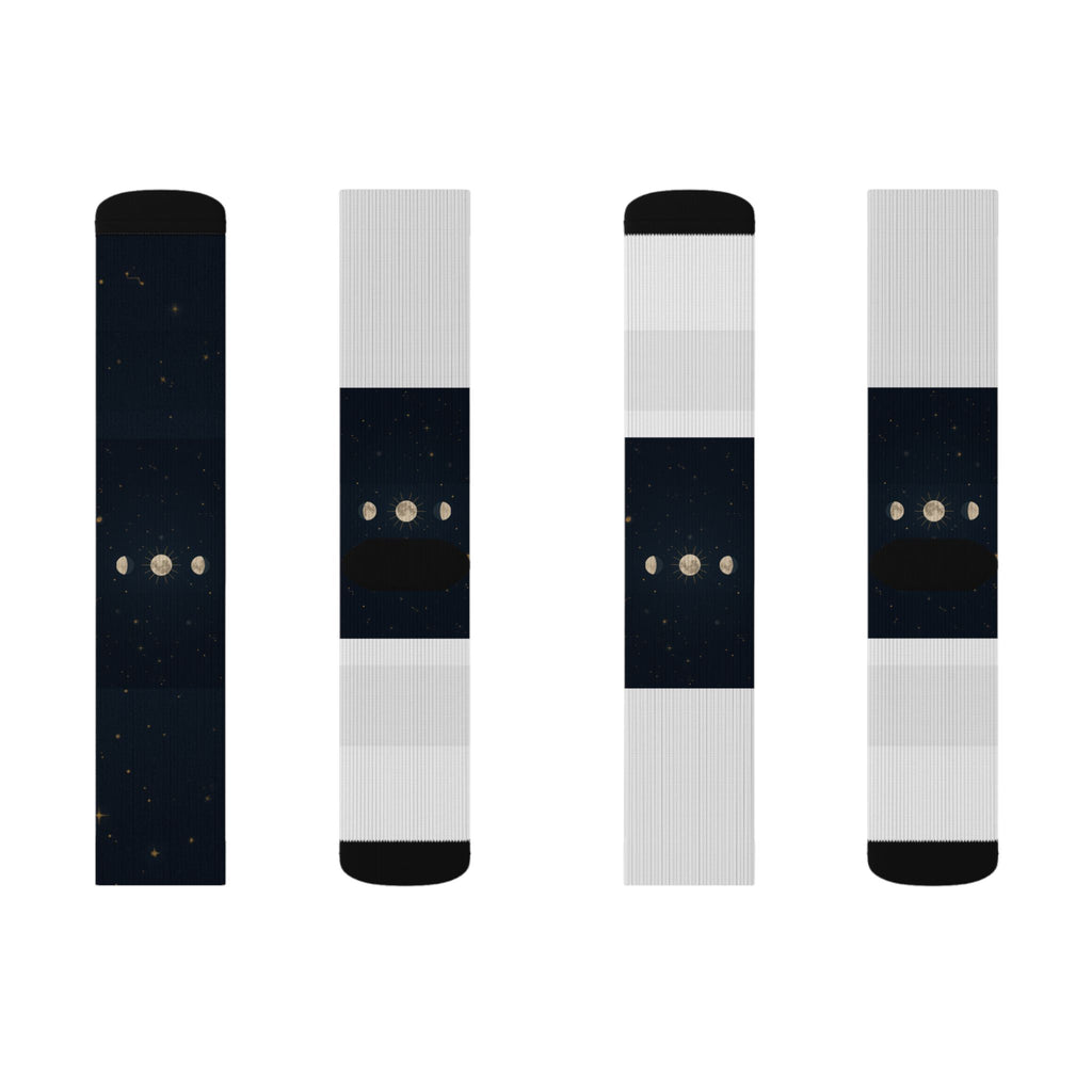 Moon Phase Celestial Socks — Lunar Phases Unisex Crew Socks