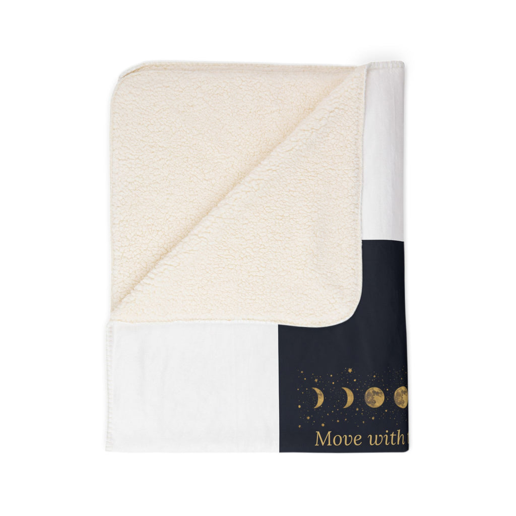 Moon Phase Sherpa Blanket — "Move with the Moon" Fleece Throw