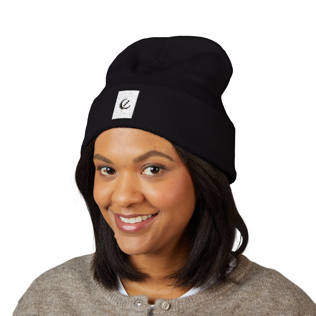 Moon Phase Embroidered Beanie — Celestial Crescent Moon Unisex Beanie