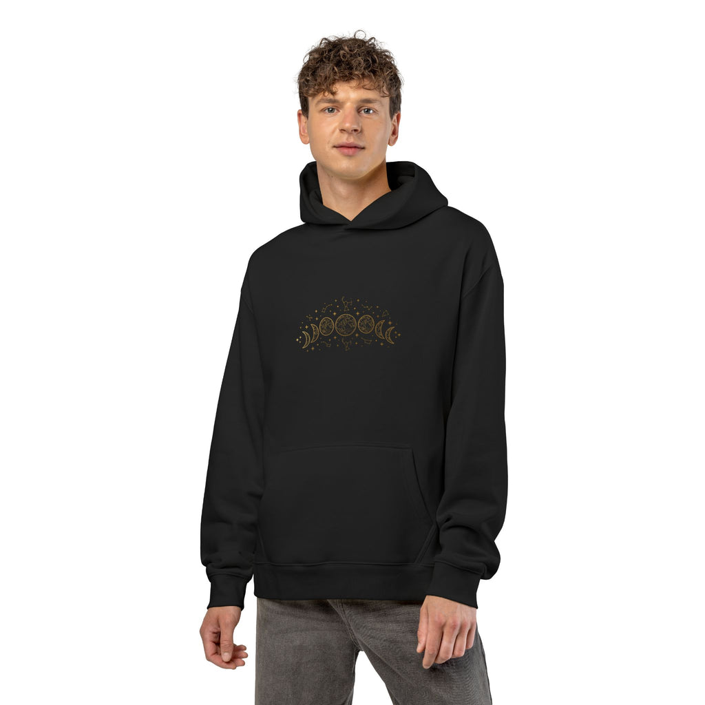 Moon Phase Hoodie — Celestial Gold Lunar Phases Relaxed Pullover