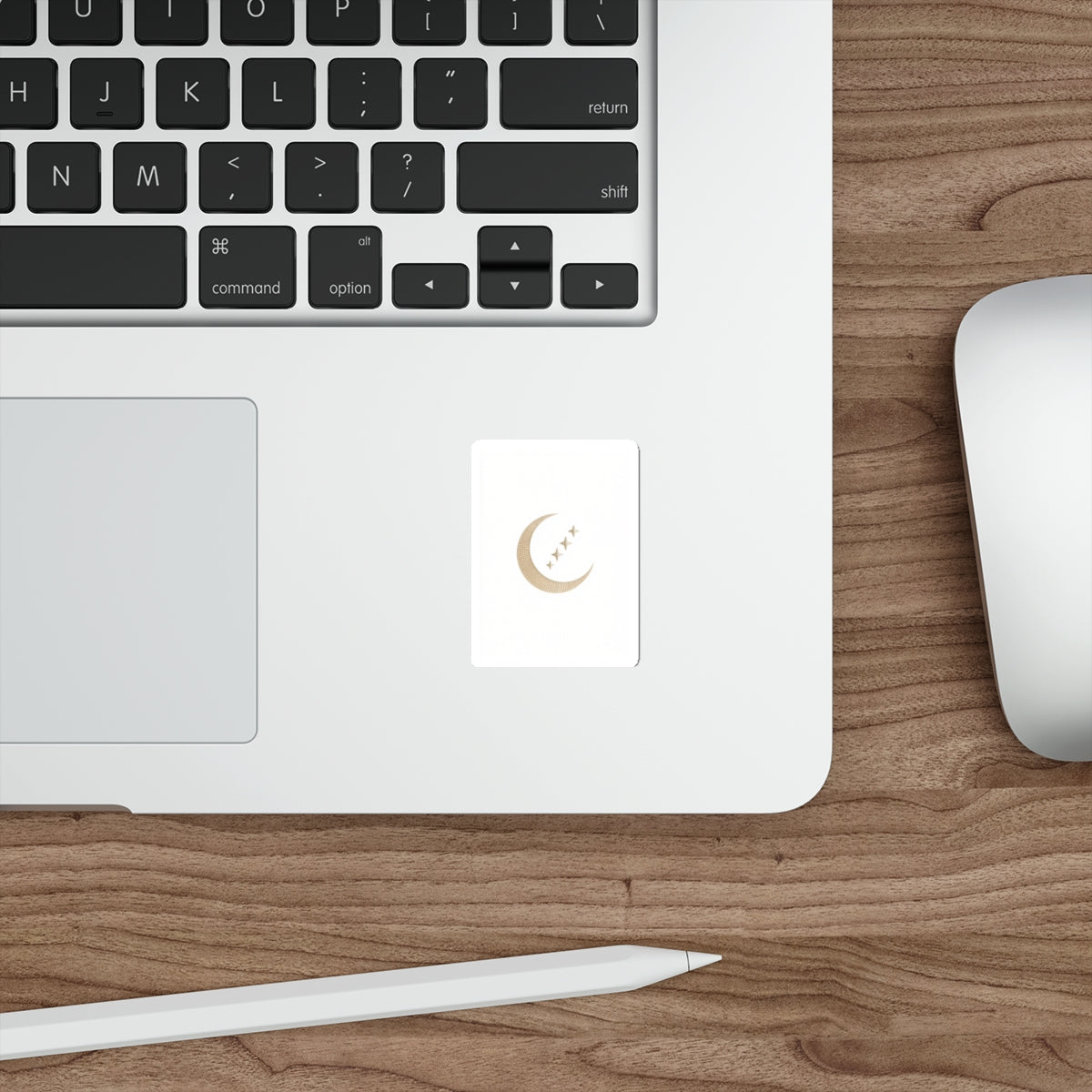 Celestial Crescent Moon Die-Cut Sticker — Gold Moon & Stars | Boho Mystical Decal | Auralyn's