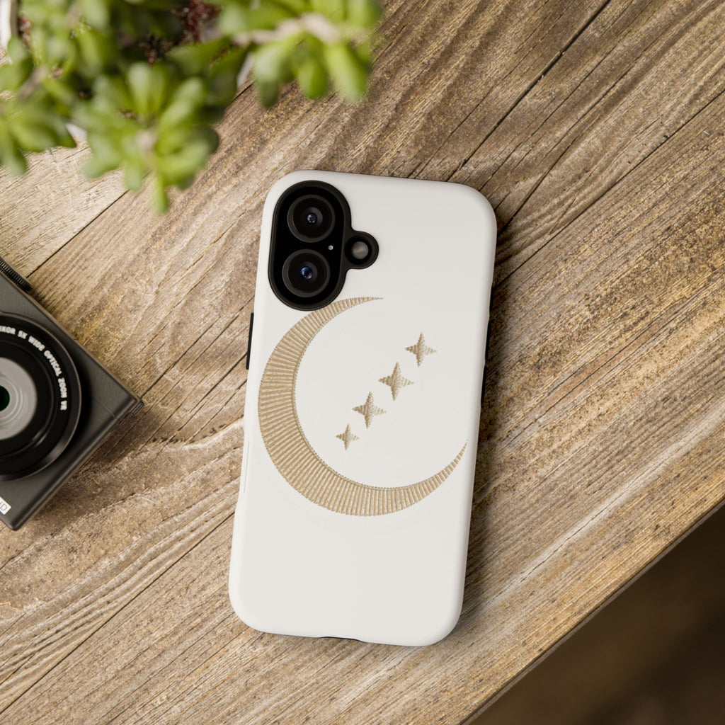 Celestial Moon Phase Phone Case — Crescent Moon & Stars | Mystical Phone Accessory