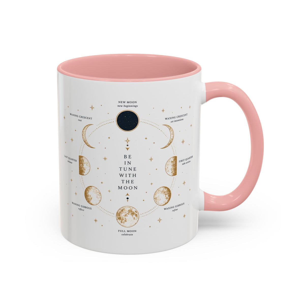 Moon phase accent mug printed with the Be in Tune with the Moon lunar cycle design (image 17 of 18)