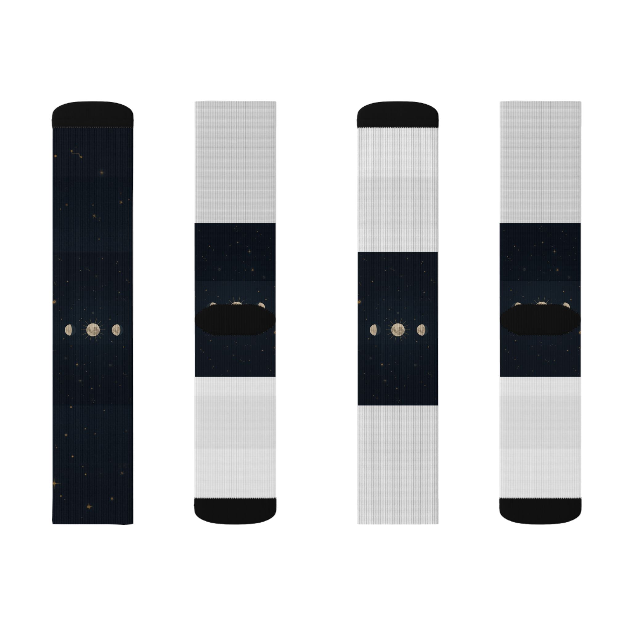 Moon Phase Celestial Socks — Lunar Phases Unisex Crew Socks