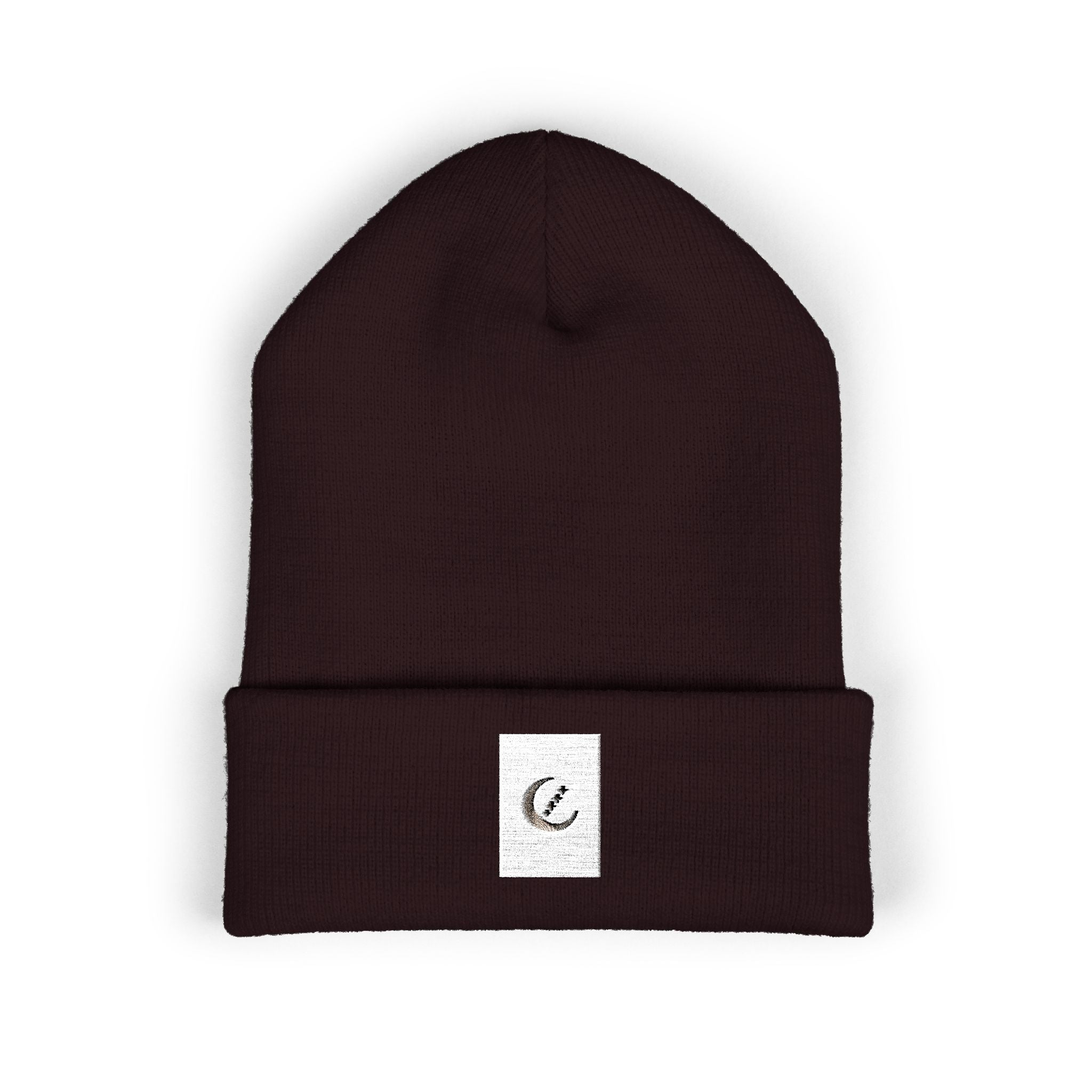 Moon Phase Embroidered Beanie — Celestial Crescent Moon Unisex Beanie