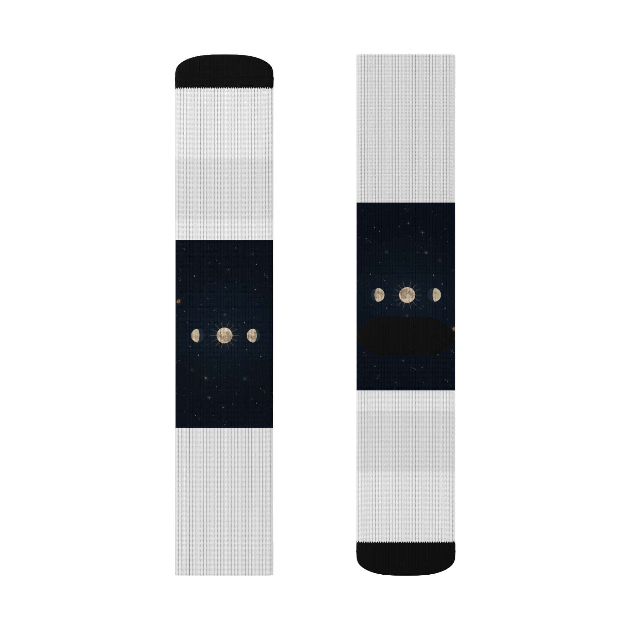 Moon Phase Celestial Socks — Lunar Phases Unisex Crew Socks