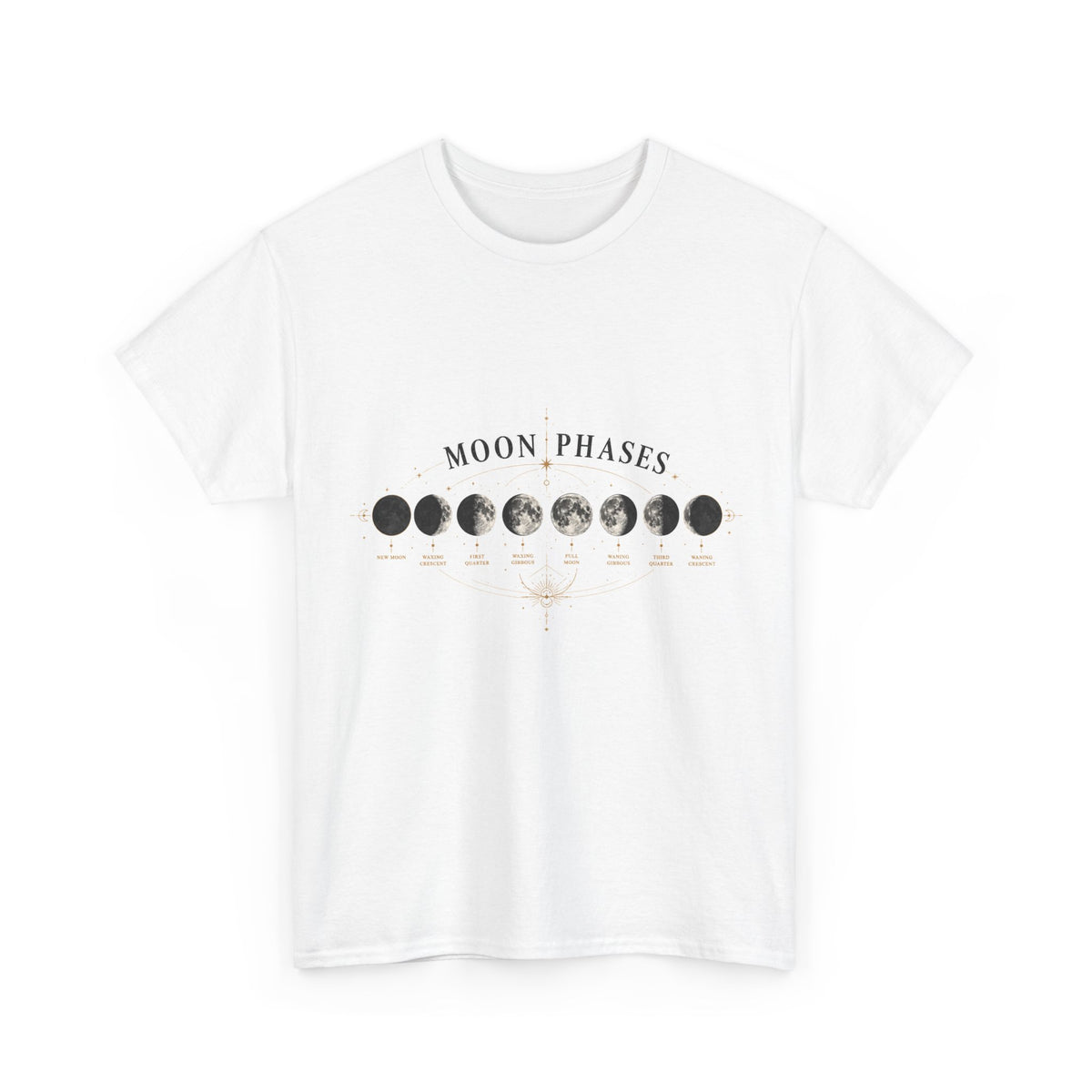 Moon phases t-shirt with the full lunar cycle printed across the chest (image 2 of 4)