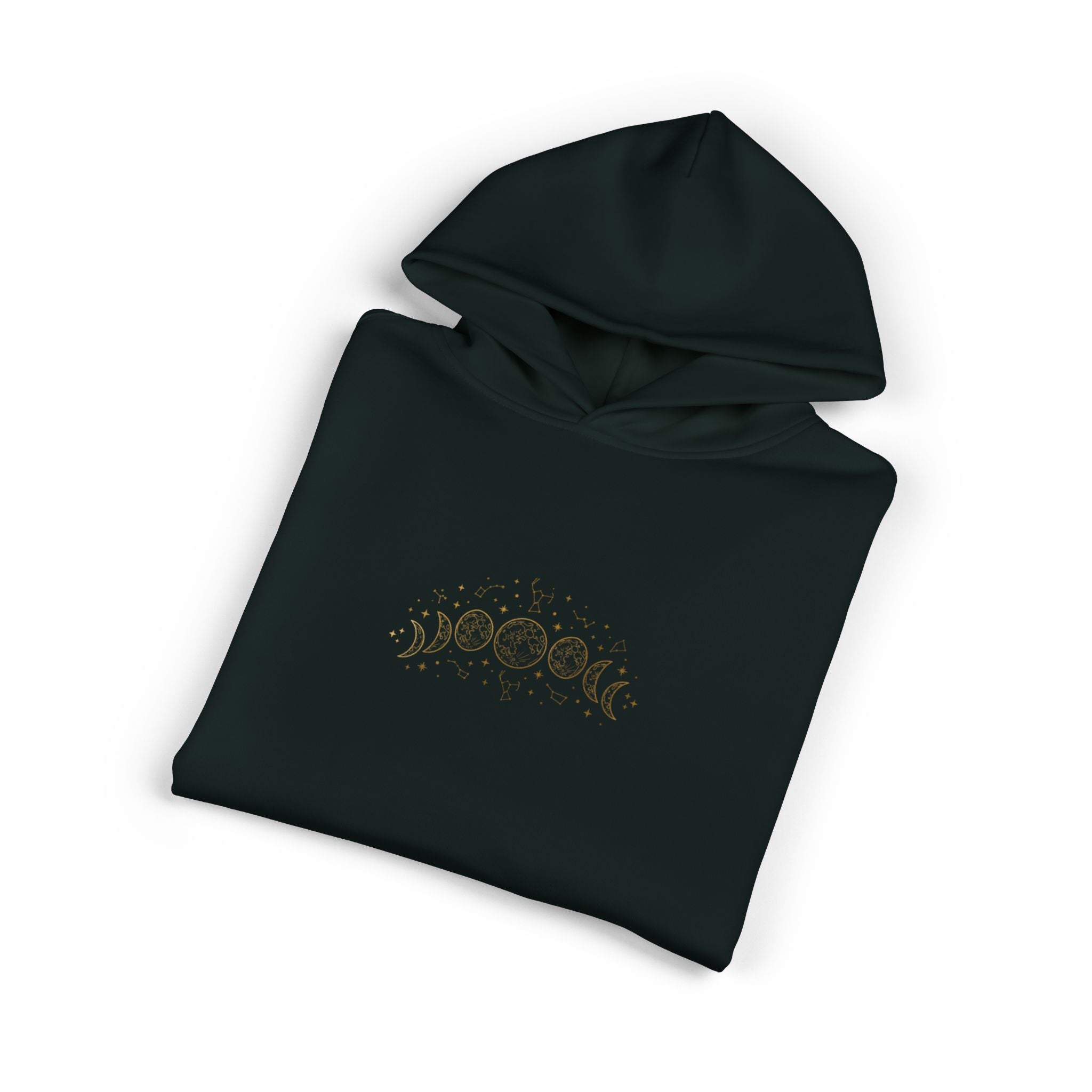 Moon Phase Hoodie — Celestial Gold Lunar Phases Relaxed Pullover