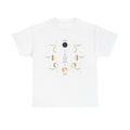 Be in Tune with the Moon t-shirt showing a labelled lunar phases diagram