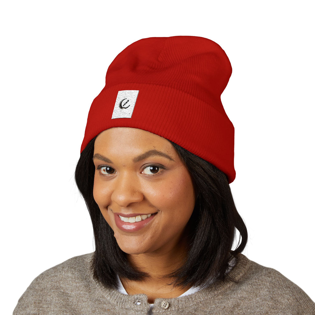 Moon Phase Embroidered Beanie — Celestial Crescent Moon Unisex Beanie