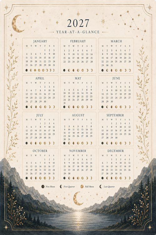 Auralyns 2027 lunar planner printable with moon phase calendar pages (image 2 of 12)