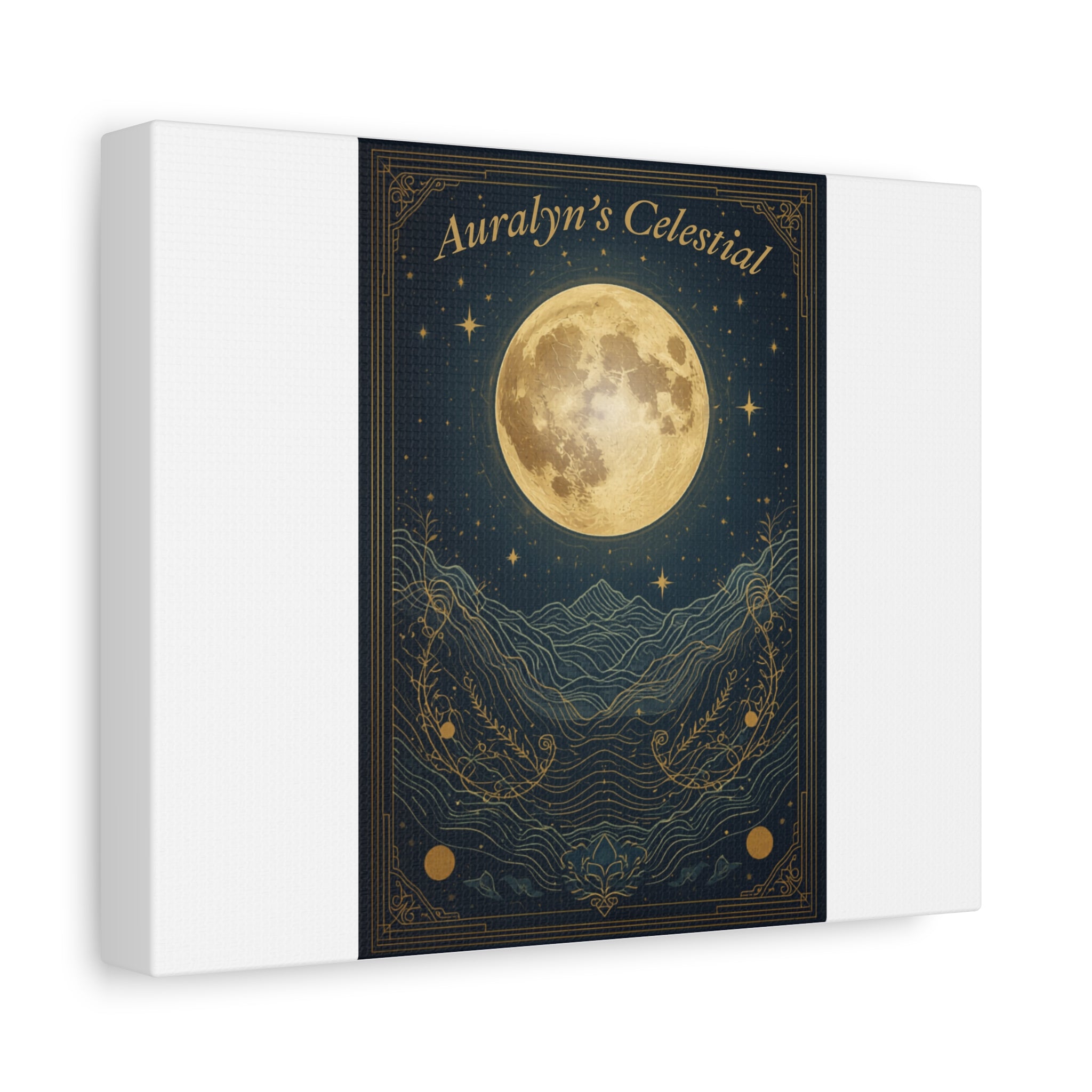 Moon & Stars Canvas Print — Celestial Wall Art | Boho Mystical Home Decor
