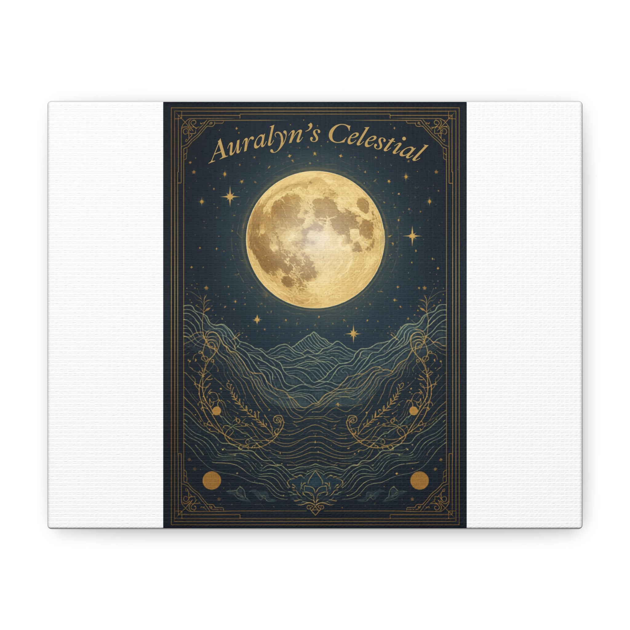 Moon & Stars Canvas Print — Celestial Wall Art | Boho Mystical Home Decor