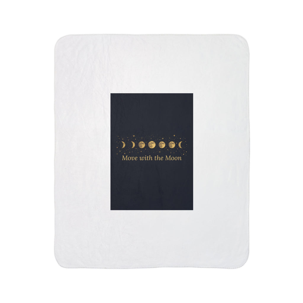 Moon Phase Sherpa Blanket — "Move with the Moon" Fleece Throw