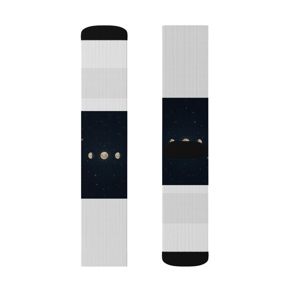 Moon Phase Celestial Socks — Lunar Phases Unisex Crew Socks