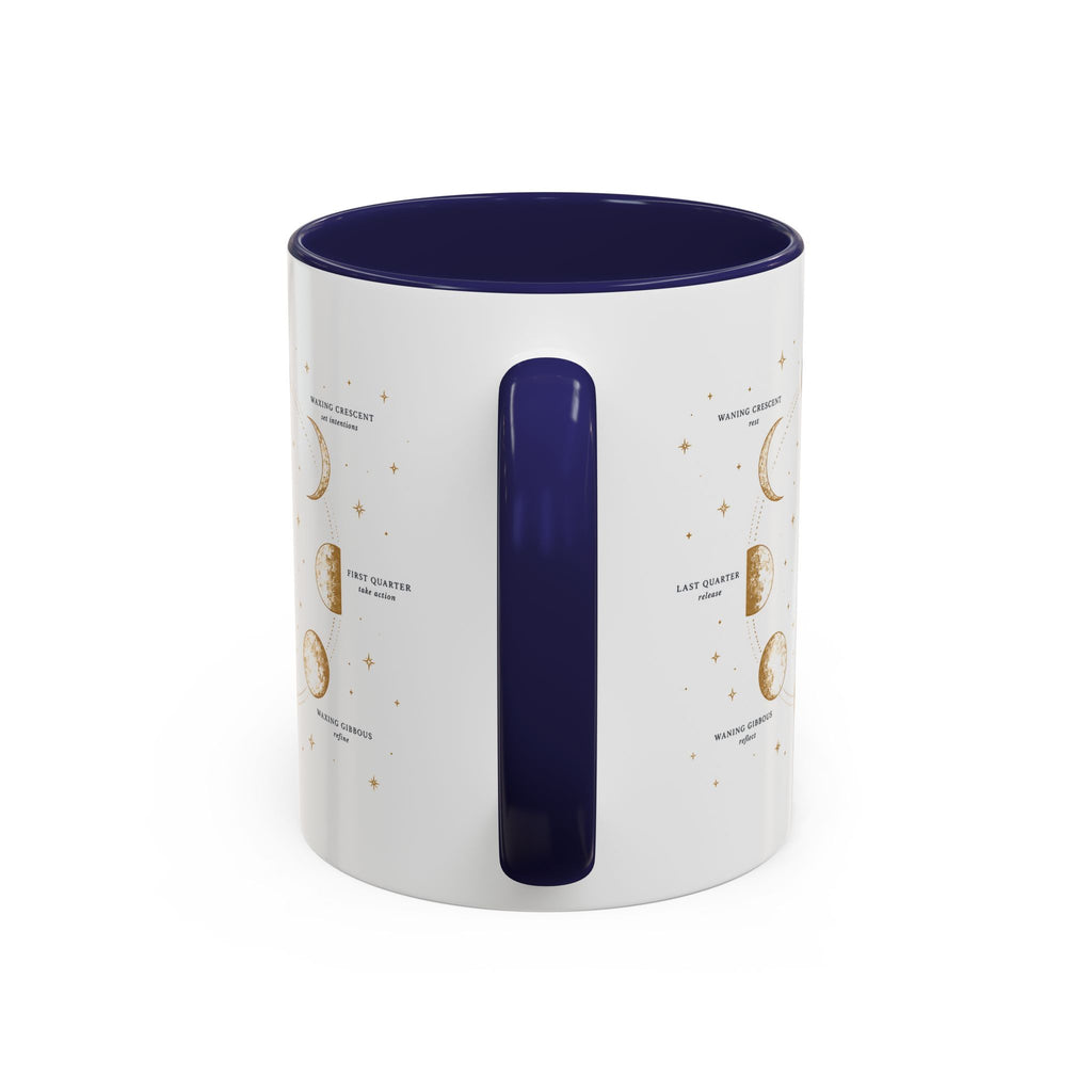 Moon phase accent mug printed with the Be in Tune with the Moon lunar cycle design (image 11 of 18)