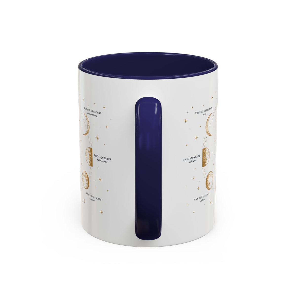 Moon phase accent mug printed with the Be in Tune with the Moon lunar cycle design (image 11 of 18)