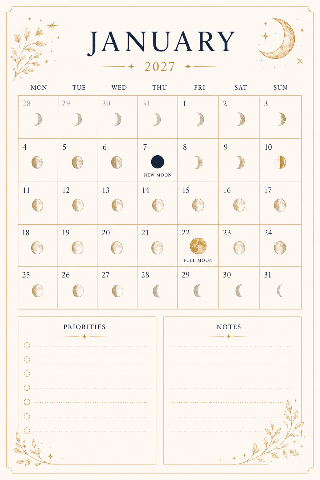 Auralyns 2027 lunar planner printable with moon phase calendar pages (image 4 of 12)