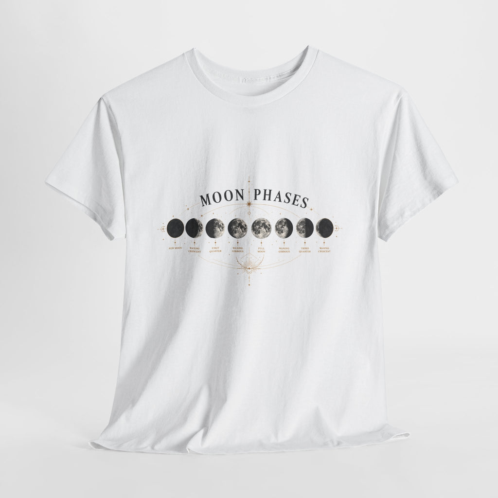 Moon phases t-shirt with the full lunar cycle printed across the chest (image 4 of 4)