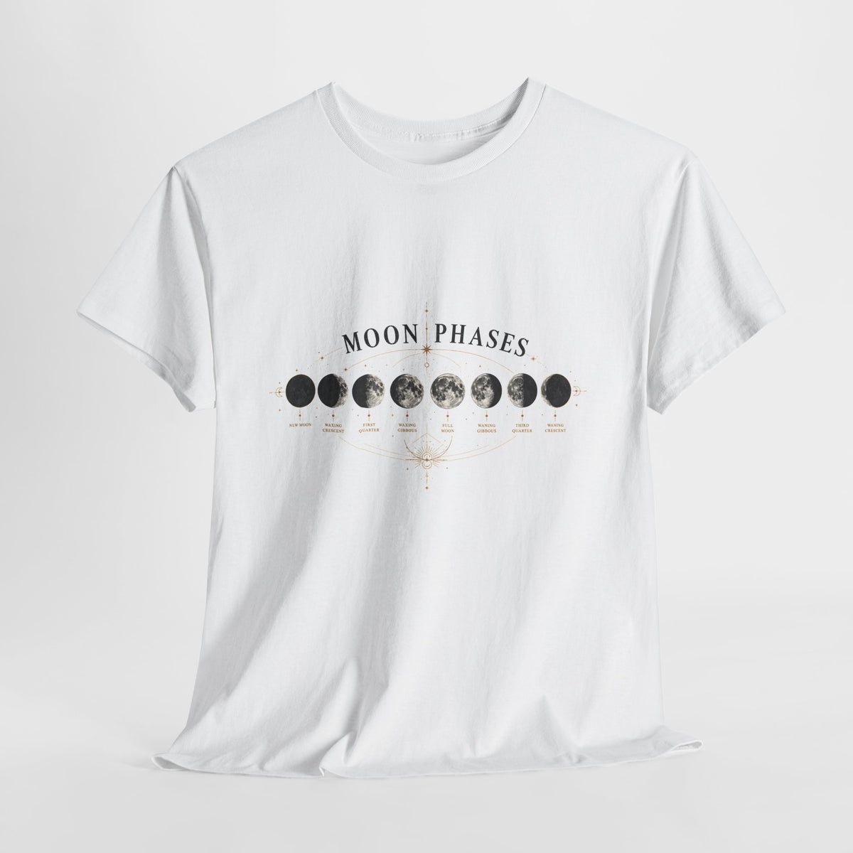 Moon phases t-shirt with the full lunar cycle printed across the chest (image 4 of 4)