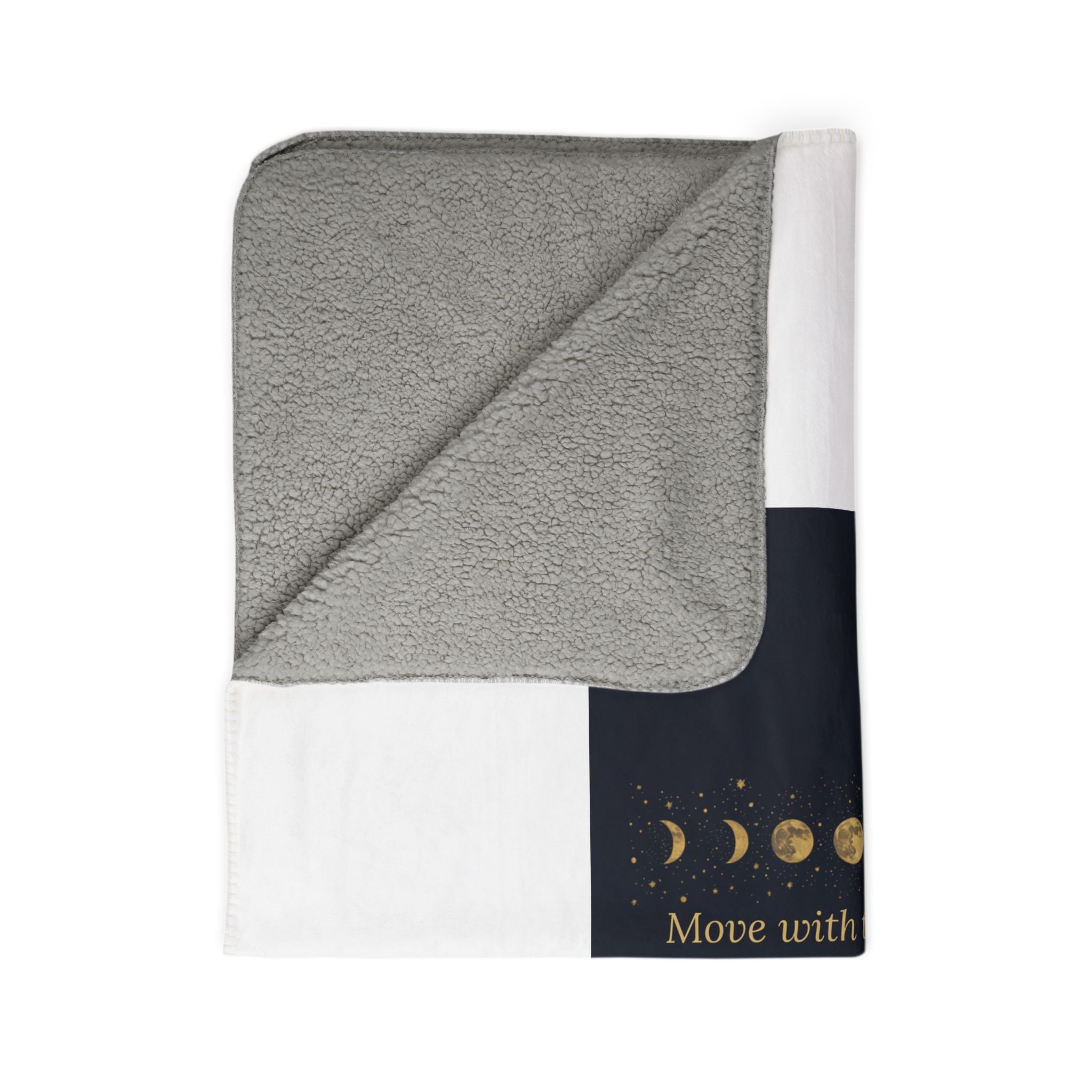 Moon Phase Sherpa Blanket — "Move with the Moon" Fleece Throw