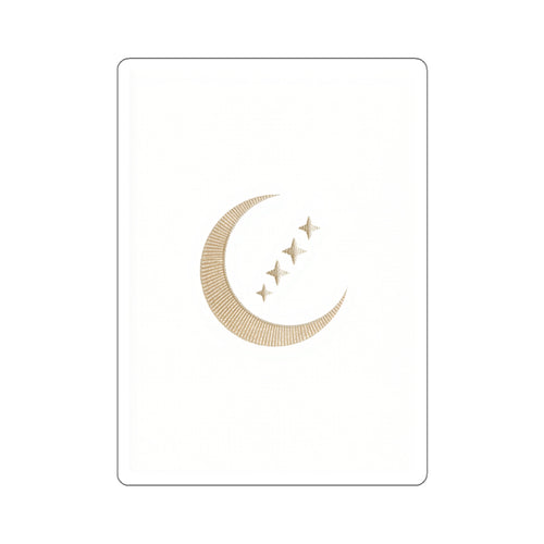 Celestial Crescent Moon Die-Cut Sticker — Gold Moon & Stars | Boho Mystical Decal | Auralyn's