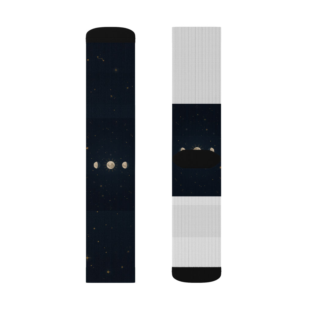 Moon Phase Celestial Socks — Lunar Phases Unisex Crew Socks