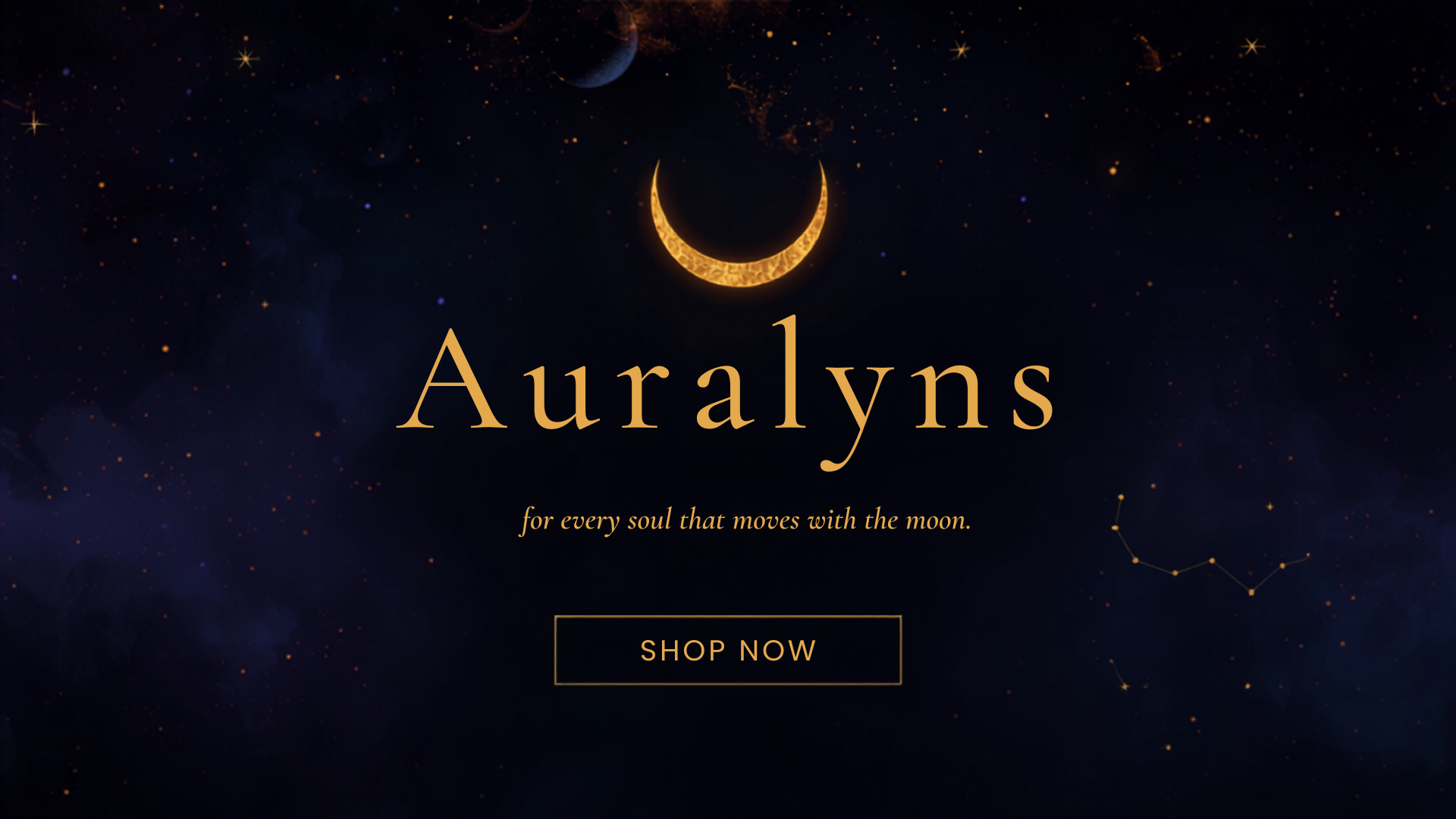 Auralyns celestial hero banner - luxury astrology brand